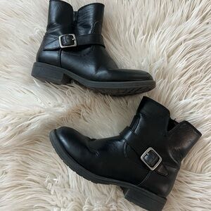 Girls Black Faux Leather Ankle Boots